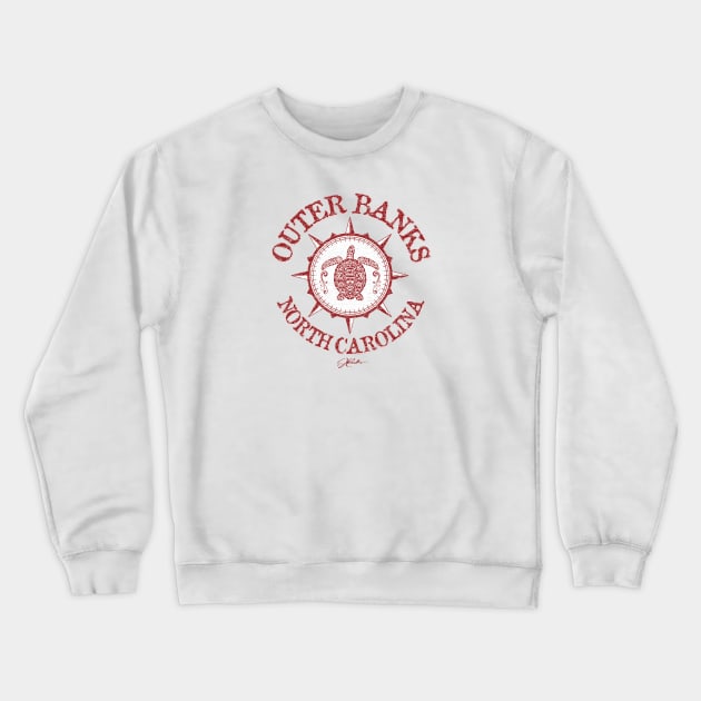 Outer Banks, North Carolina, Sea Turtle in Wind Rose Crewneck Sweatshirt by jcombs